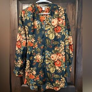 H&M Floral Blouse - Navy and Red
